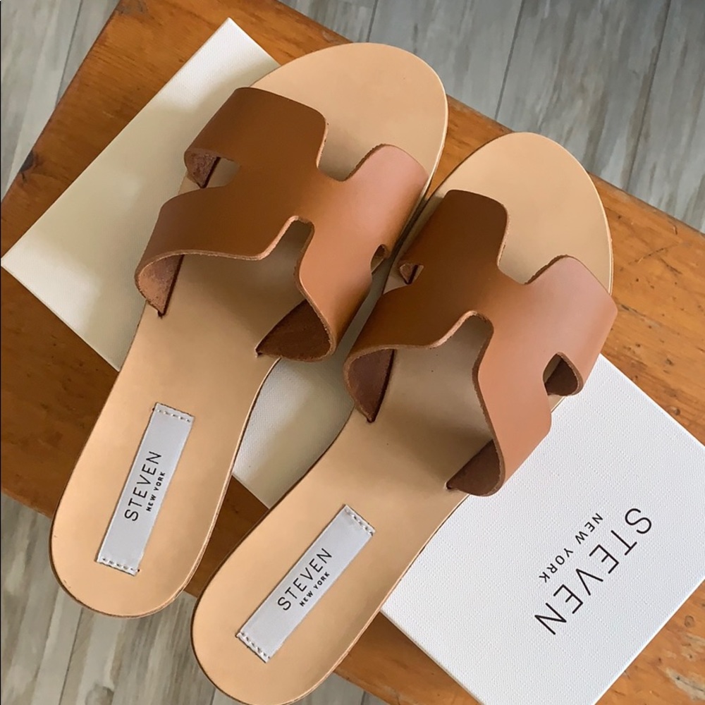 Steve Madden Greece Cognac Leather Sandals